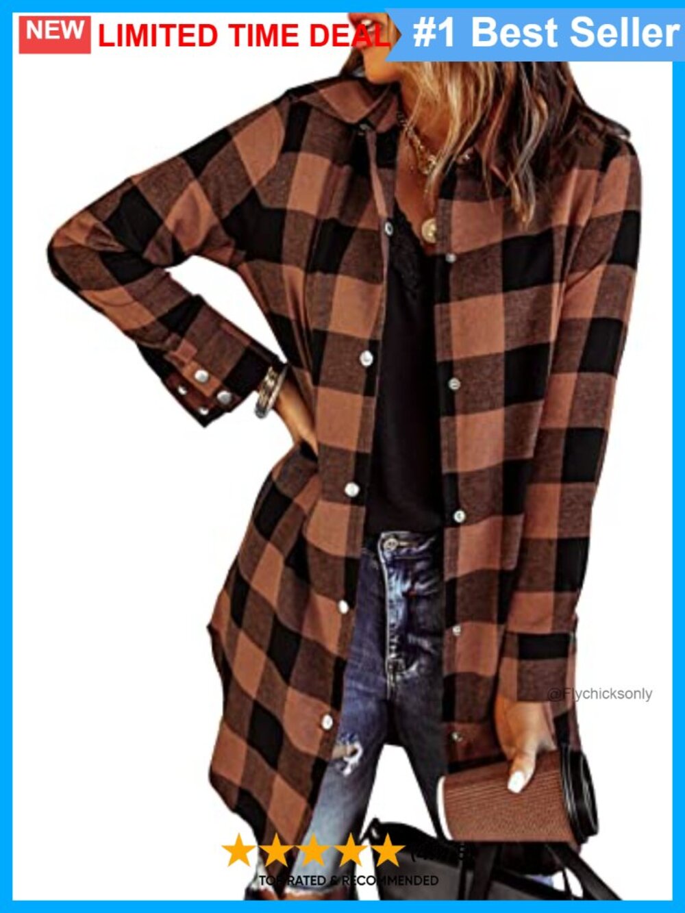 EVALESS Womens Plaid Flannel Shacket Button Down Shirt Jacket